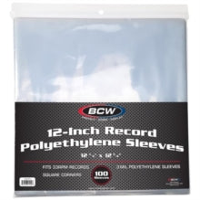 BCW "12 INCH POLYETHYLENE OUTER SLEEVES- STANDARD 3MIL" (100CT)