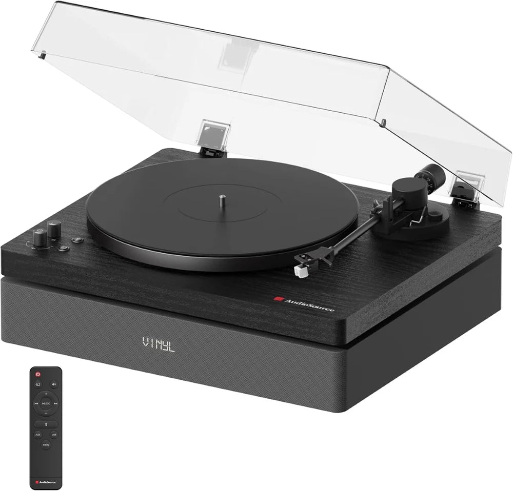AudioSource Record Player, All-in-one Turntable with 2.1 Channel Built-in Speaker
