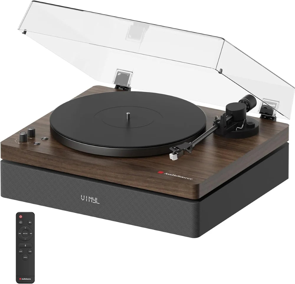 AudioSource Record Player, All-in-one Turntable with 2.1 Channel Built-in Speaker