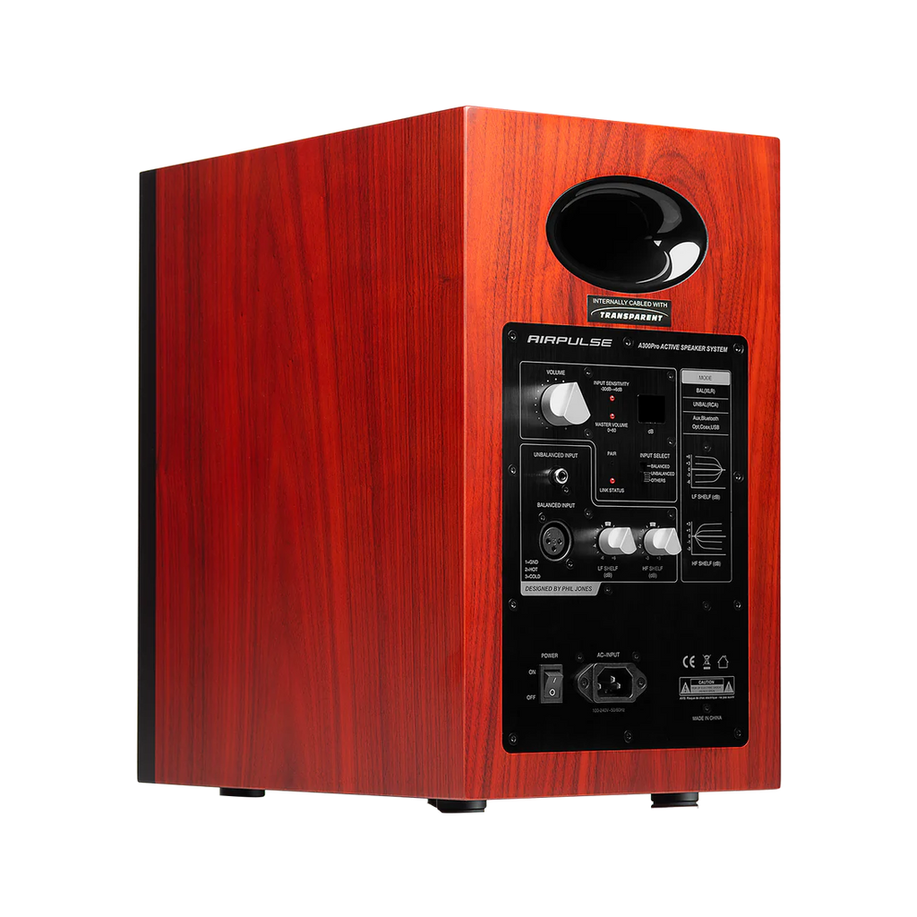 Airpulse A300PRO Hi-Res Audio Certified Active Speaker System Built-in Amplifier Optical, Coaxial, Bluetooth 5.0 aptX, RCA, AUX, and USB Inputs - Pair