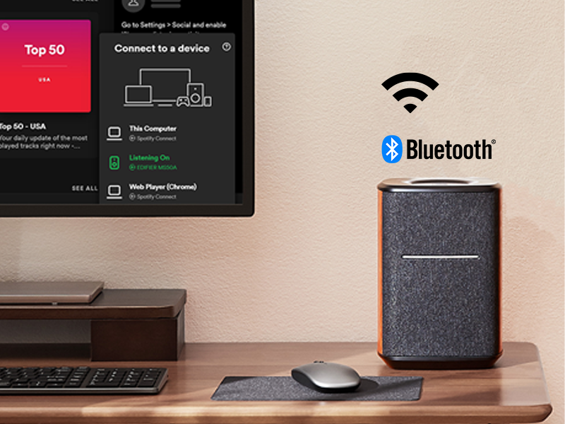 Edifier MS50A Tabletop Wi-Fi Bluetooth v5.0 Smart Speaker 40 Watts (Brown)