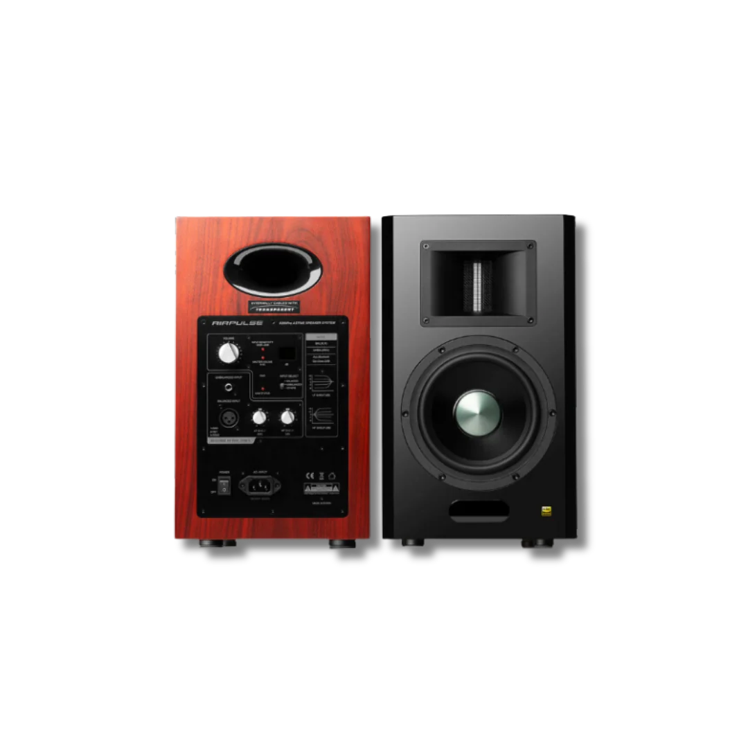 Airpulse A300PRO Hi-Res Audio Certified Active Speaker System Built-in Amplifier Optical, Coaxial, Bluetooth 5.0 aptX, RCA, AUX, and USB Inputs - Pair
